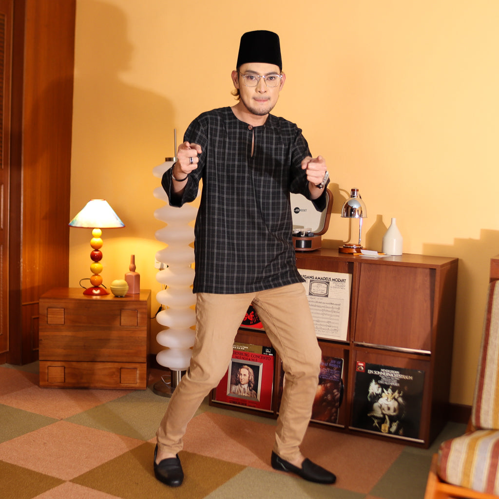 BLACK - KURTA "TULUS" CHECKEREED KID'S