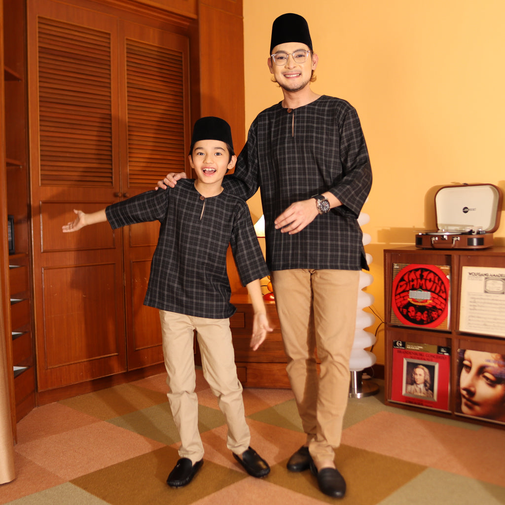 BLACK - KURTA "TULUS" CHECKEREED KID'S