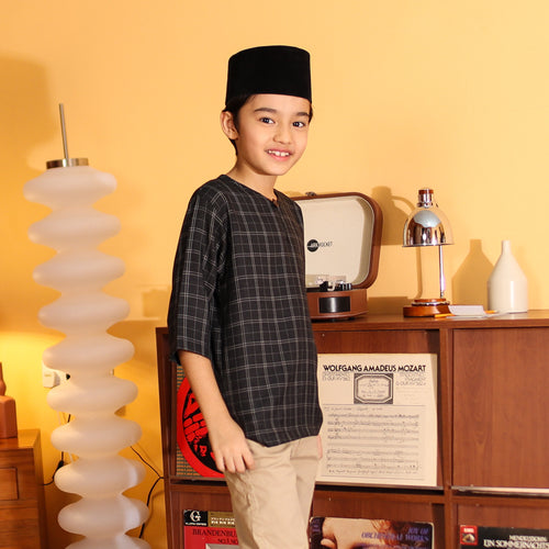 BLACK - KURTA "TULUS" CHECKEREED KID'S
