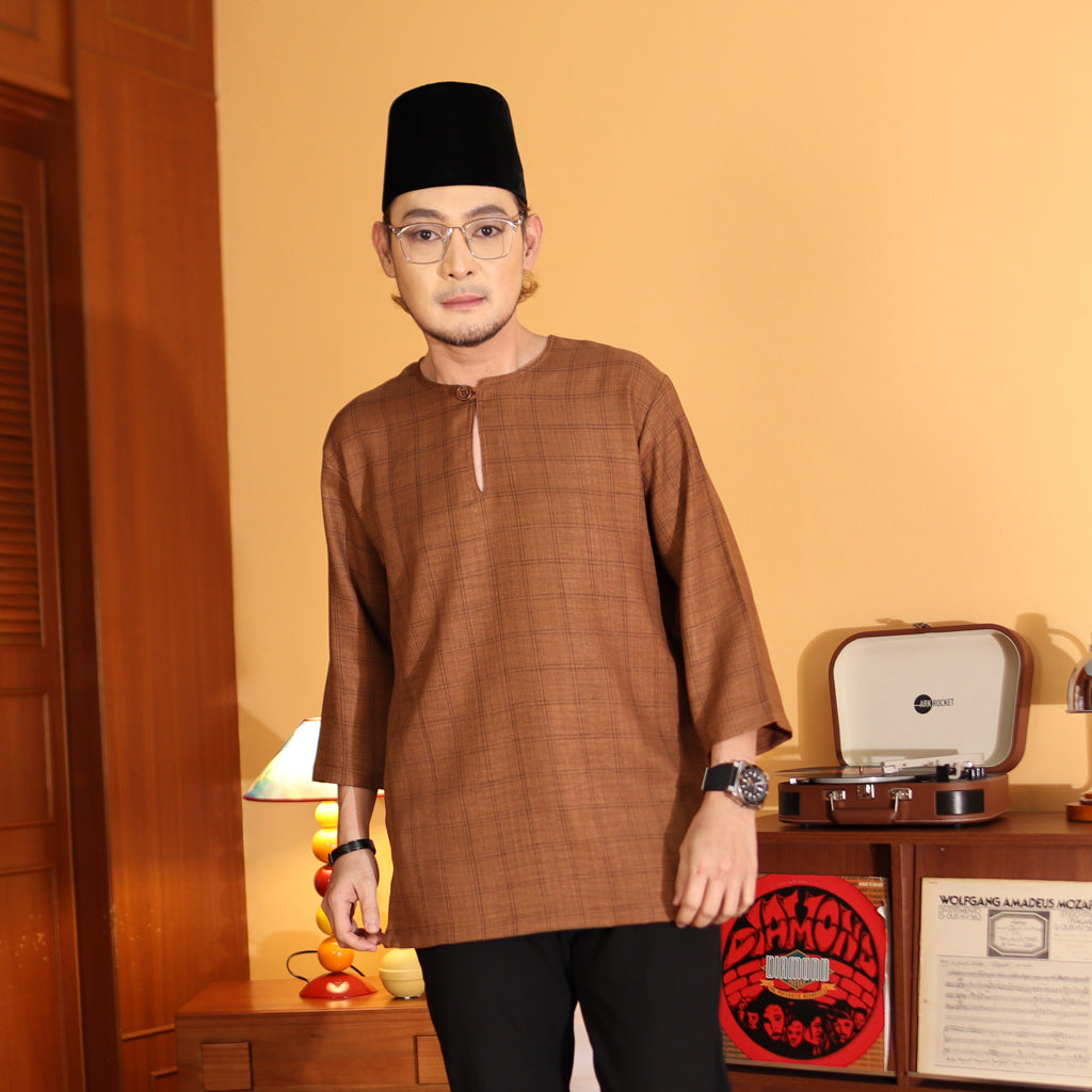 CHOCO BROWN - KURTA "TULUS" CHECKERED ADULT
