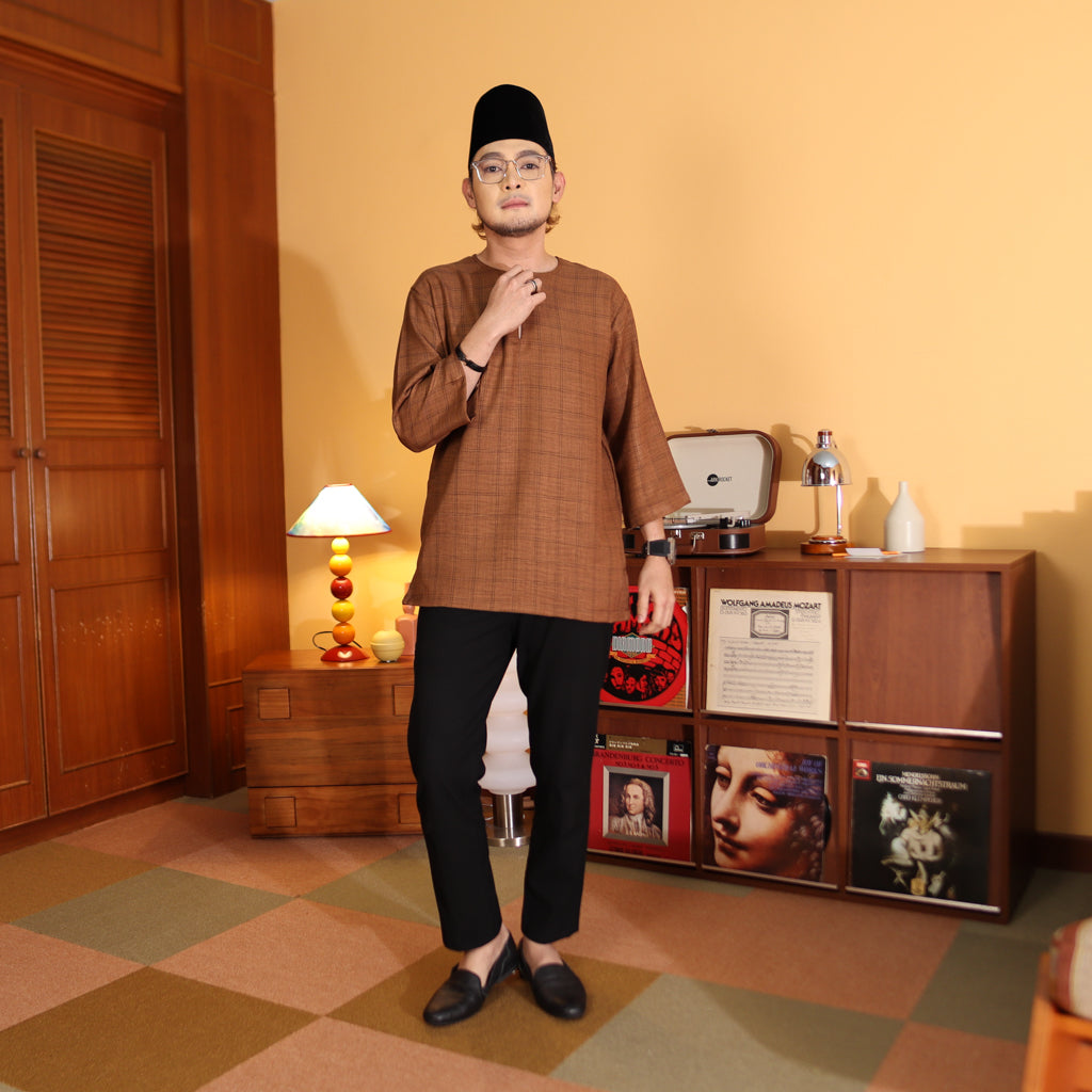 CHOCO BROWN - KURTA "TULUS" CHECKERED ADULT