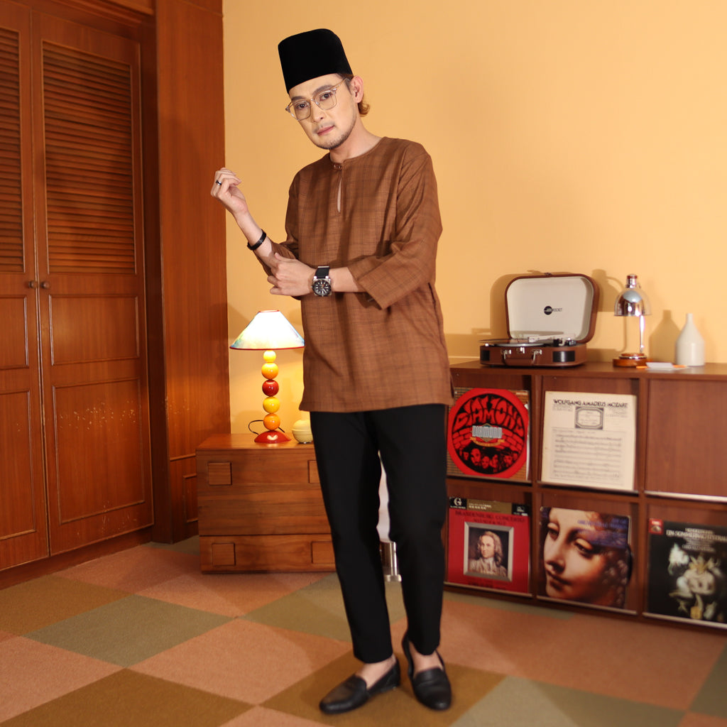 CHOCO BROWN - KURTA "TULUS" CHECKERED ADULT