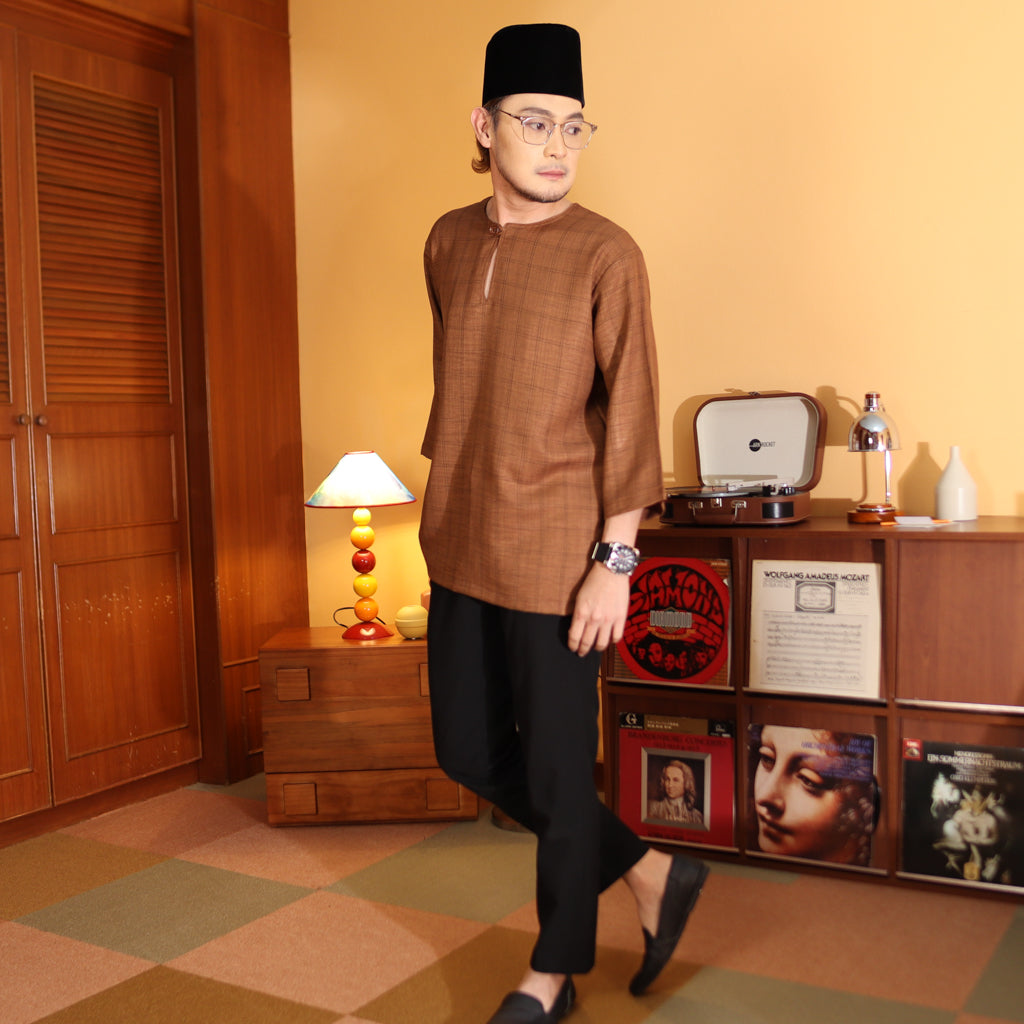 CHOCO BROWN - KURTA "TULUS" CHECKERED ADULT