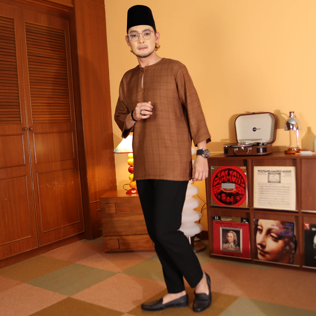 CHOCO BROWN - KURTA "TULUS" CHECKERED ADULT