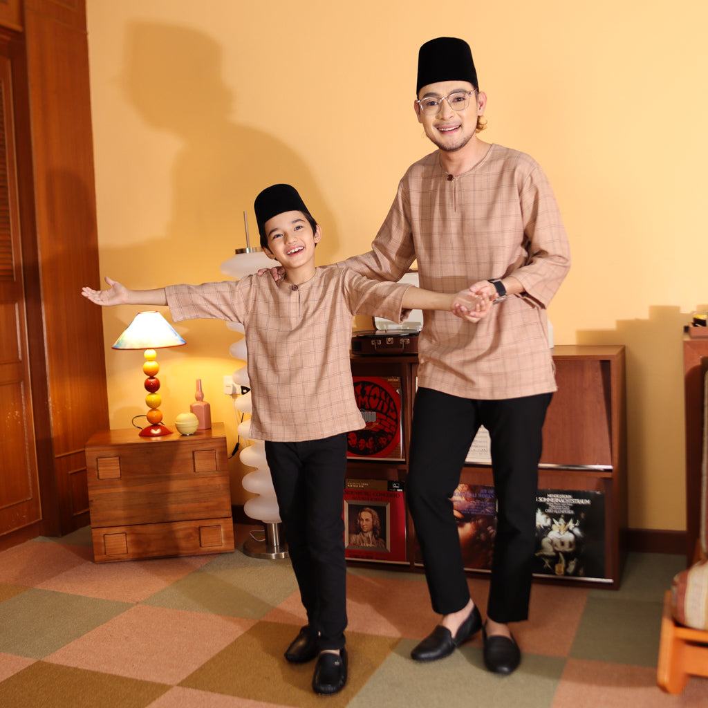 COFFEE MILK - KURTA "TULUS" CHECKEREED KID'S