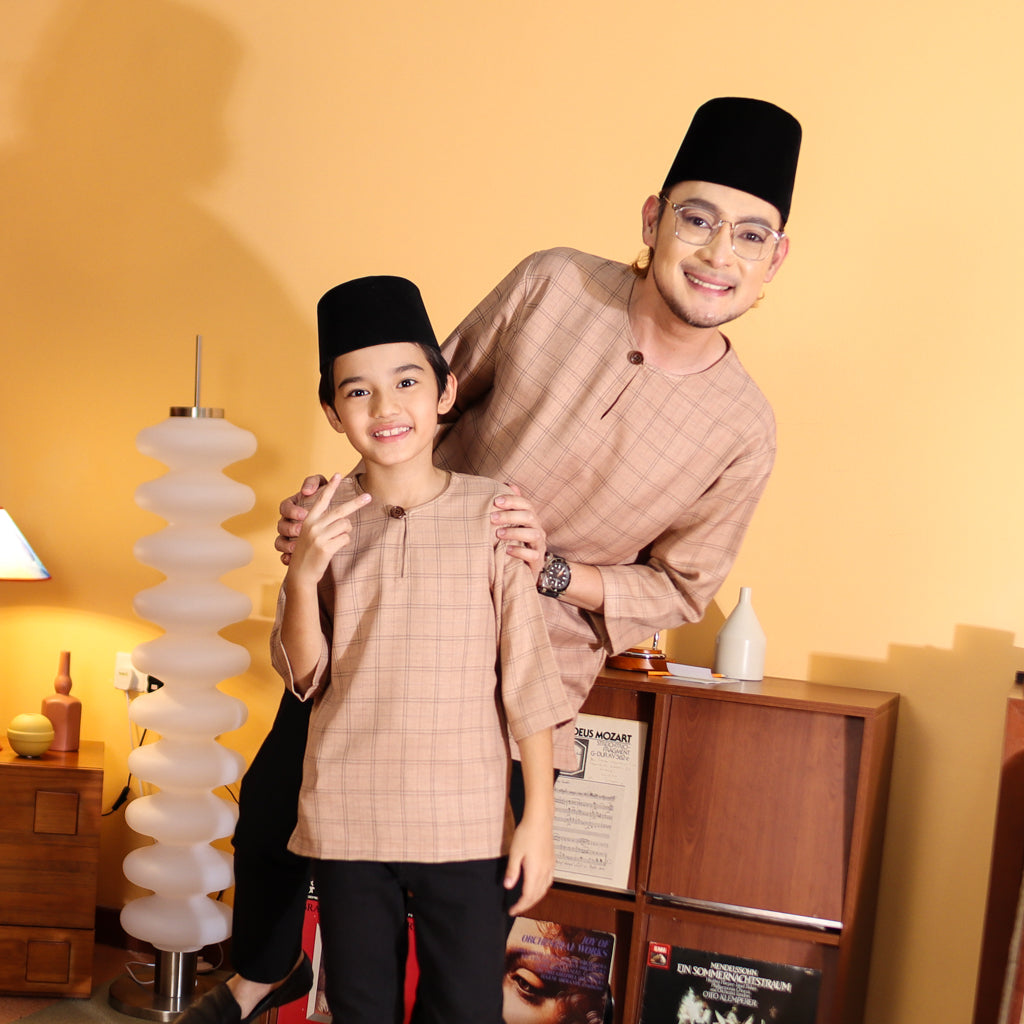 COFFEE MILK - KURTA "TULUS" CHECKERED ADULT