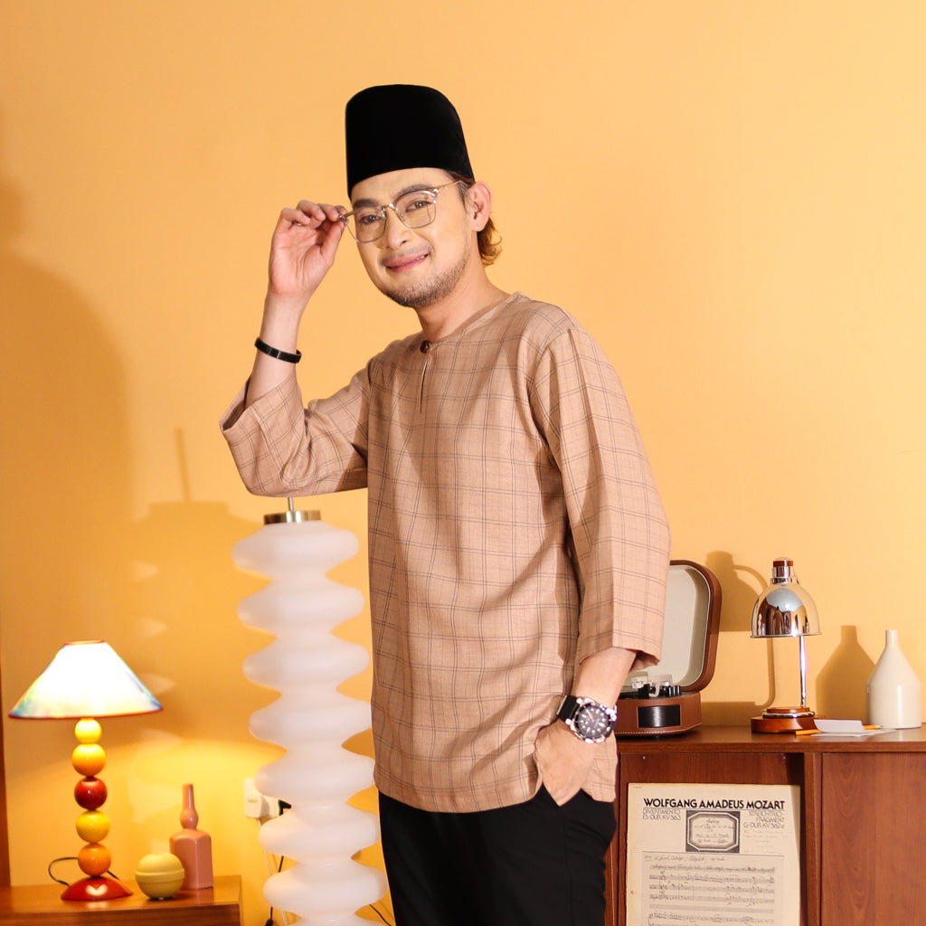 COFFEE MILK - KURTA "TULUS" CHECKEREED KID'S