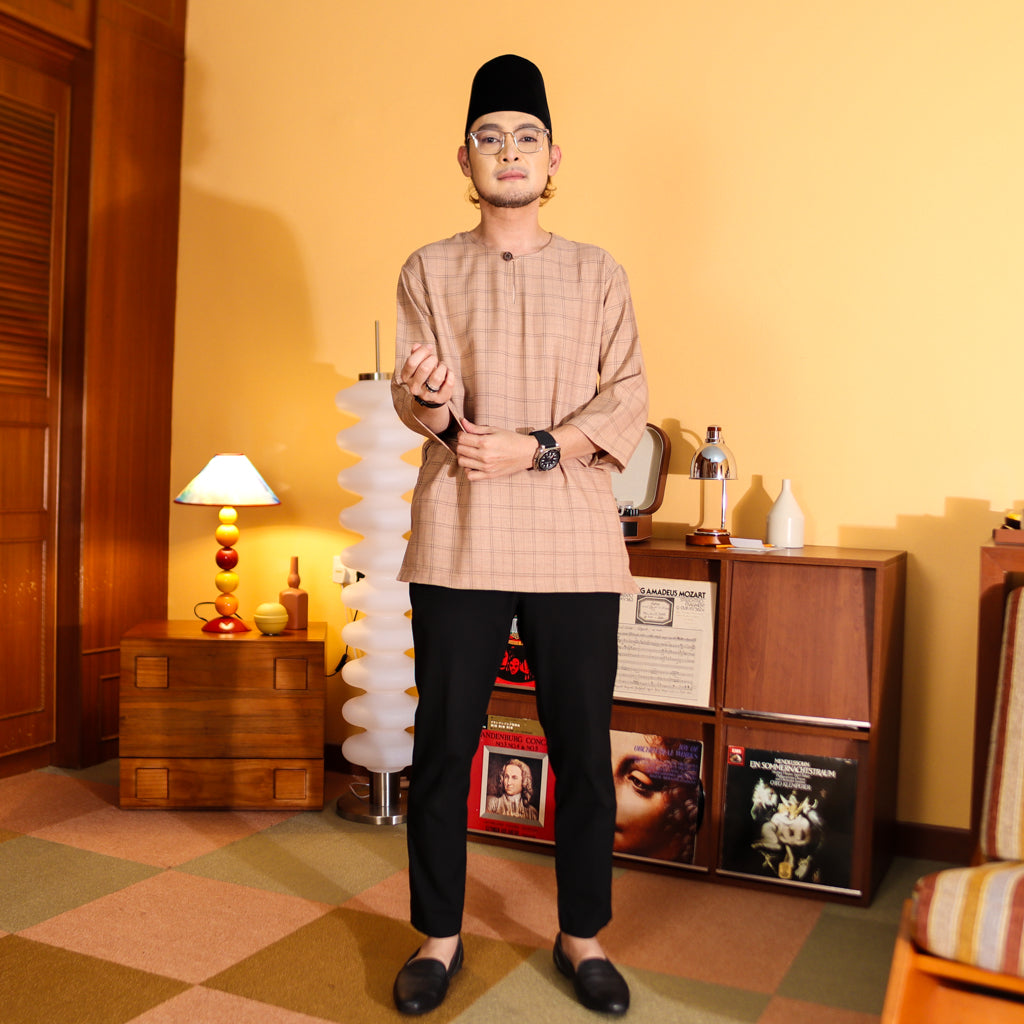 COFFEE MILK - KURTA "TULUS" CHECKERED ADULT