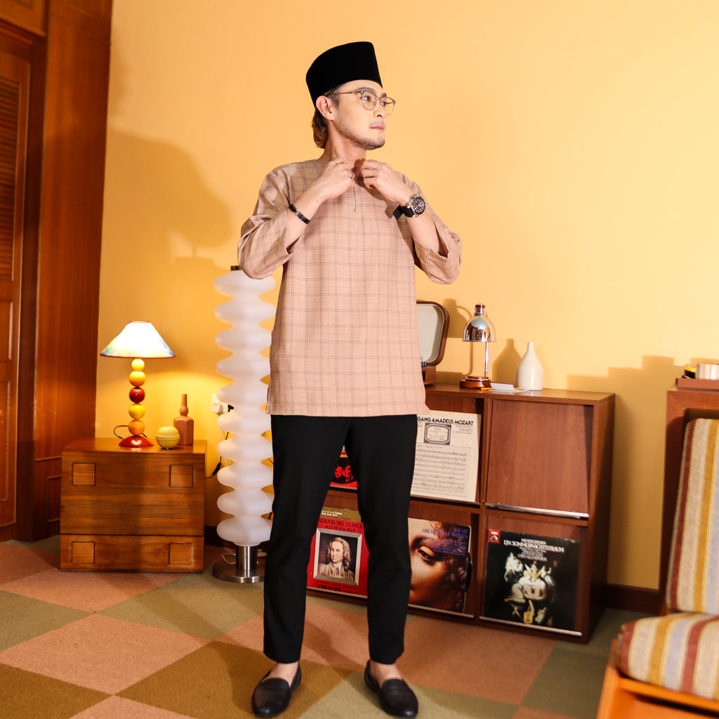 COFFEE MILK - KURTA "TULUS" CHECKERED ADULT