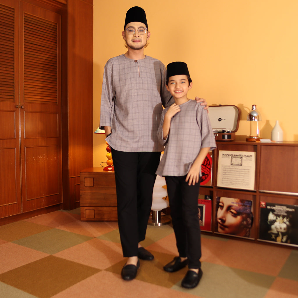 GREY - KURTA "TULUS" CHECKEREED KID'S