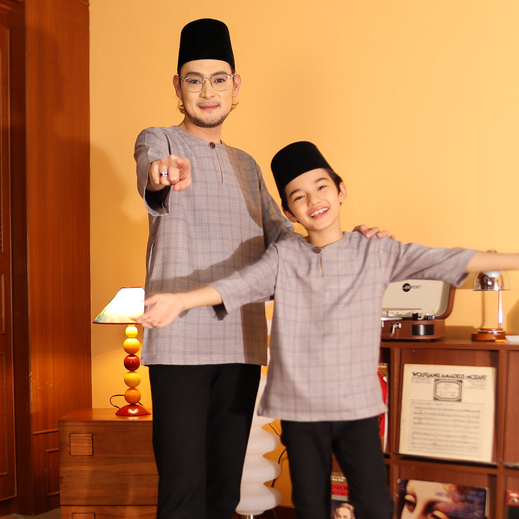 GREY - KURTA "TULUS" CHECKEREED KID'S