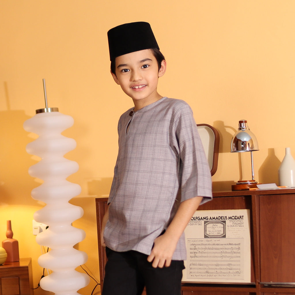 GREY - KURTA "TULUS" CHECKEREED KID'S