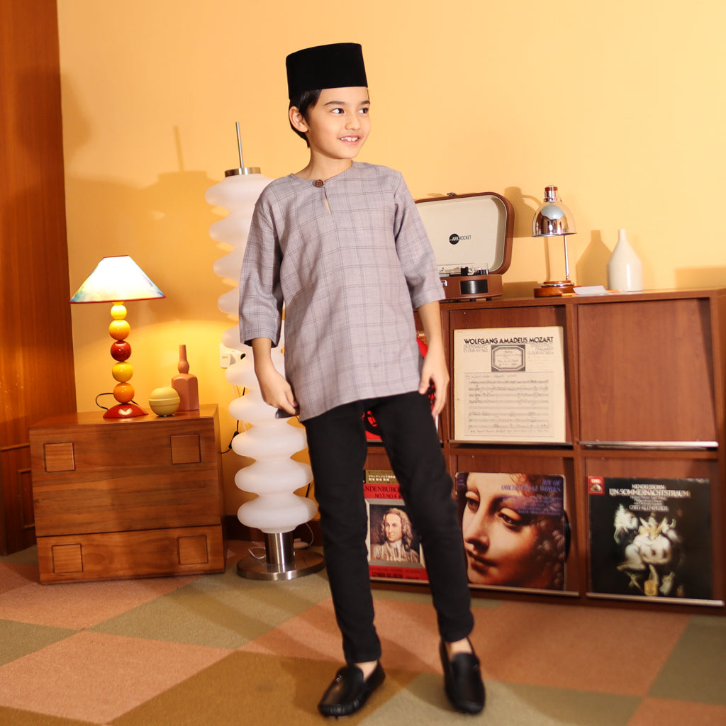 GREY - KURTA "TULUS" CHECKEREED KID'S
