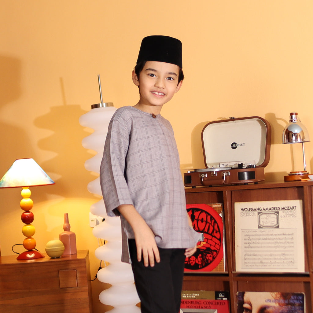 GREY - KURTA "TULUS" CHECKEREED KID'S