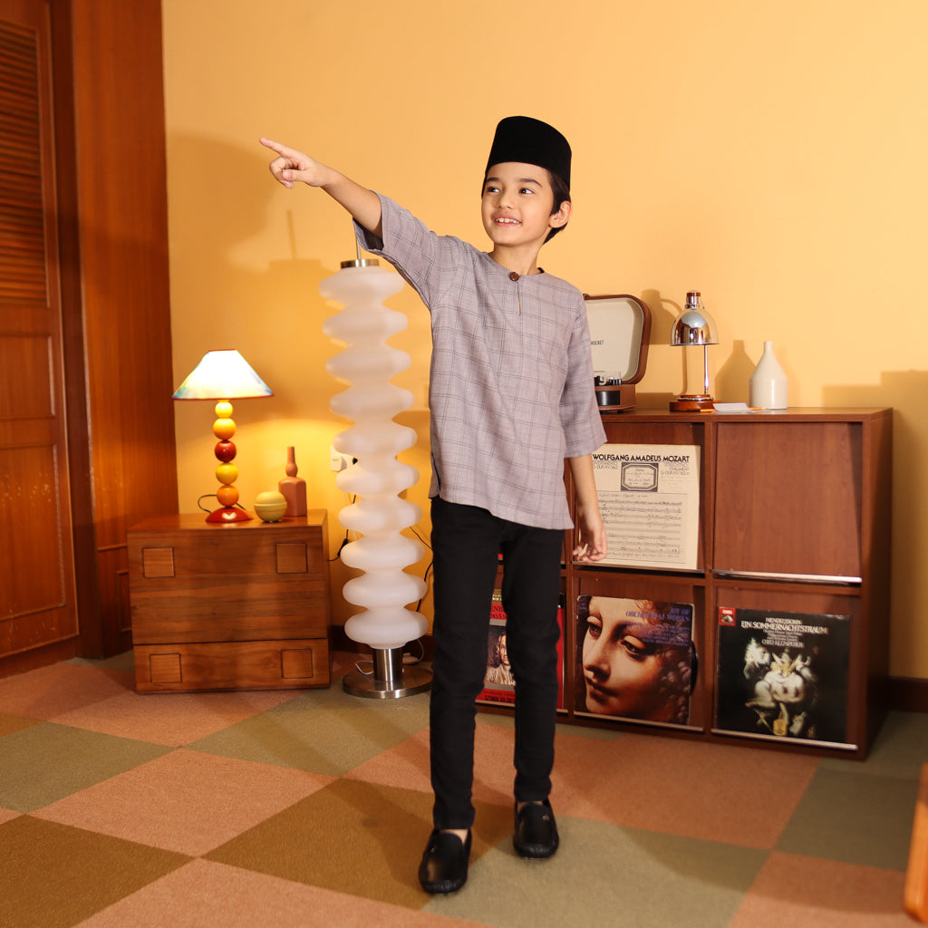 GREY - KURTA "TULUS" CHECKEREED KID'S