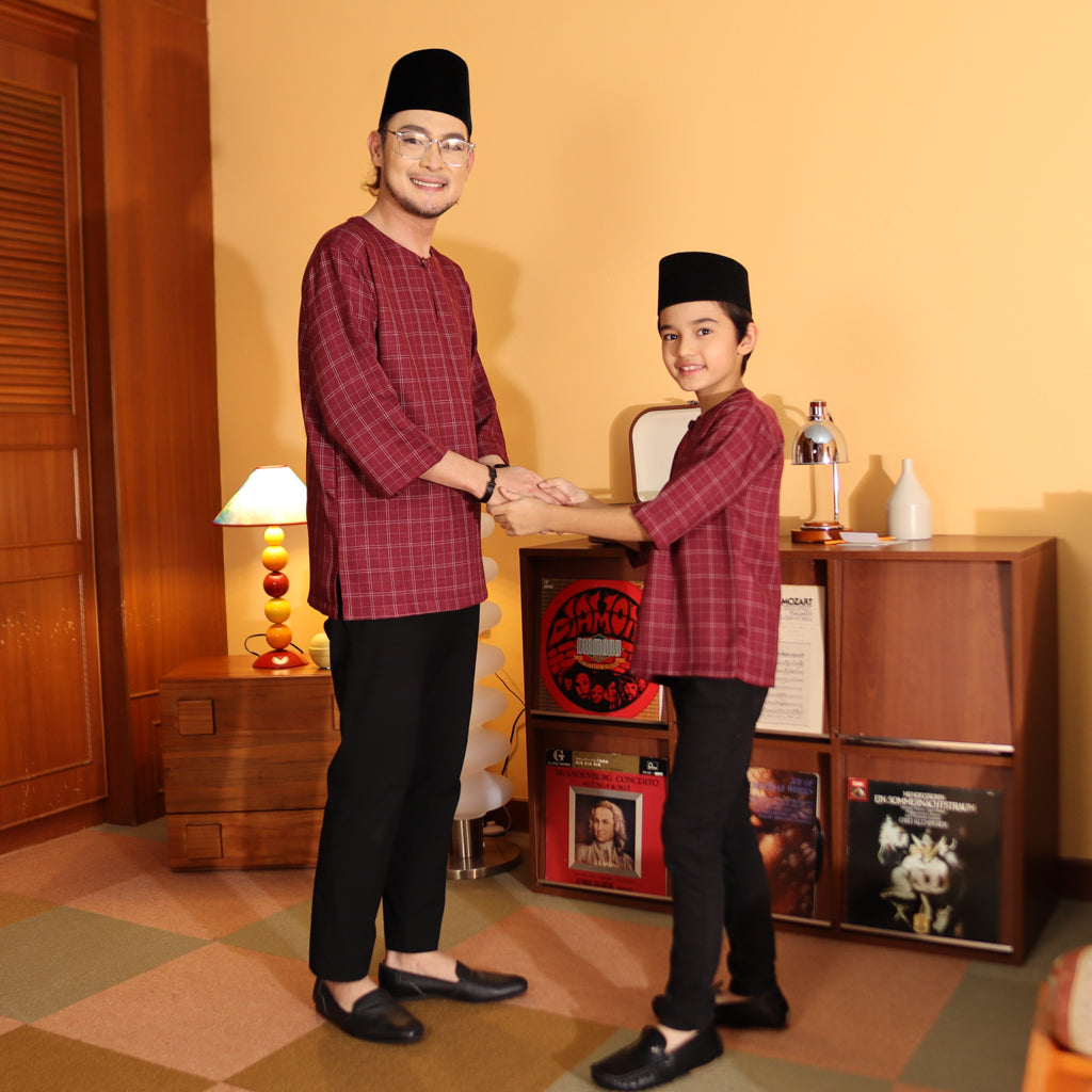 BURGUNDY - KURTA "TULUS" CHECKERED ADULT