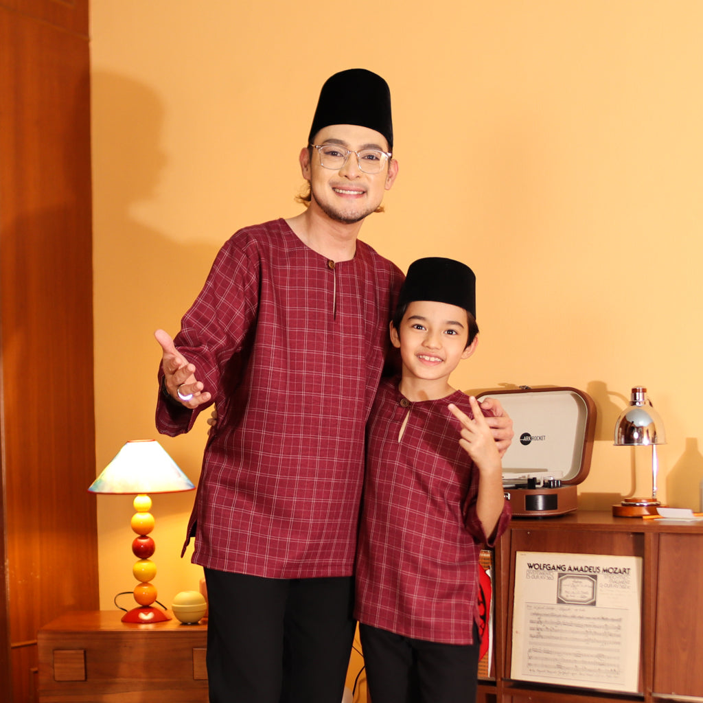 BURGUNDY - KURTA "TULUS" CHECKEREED KID'S