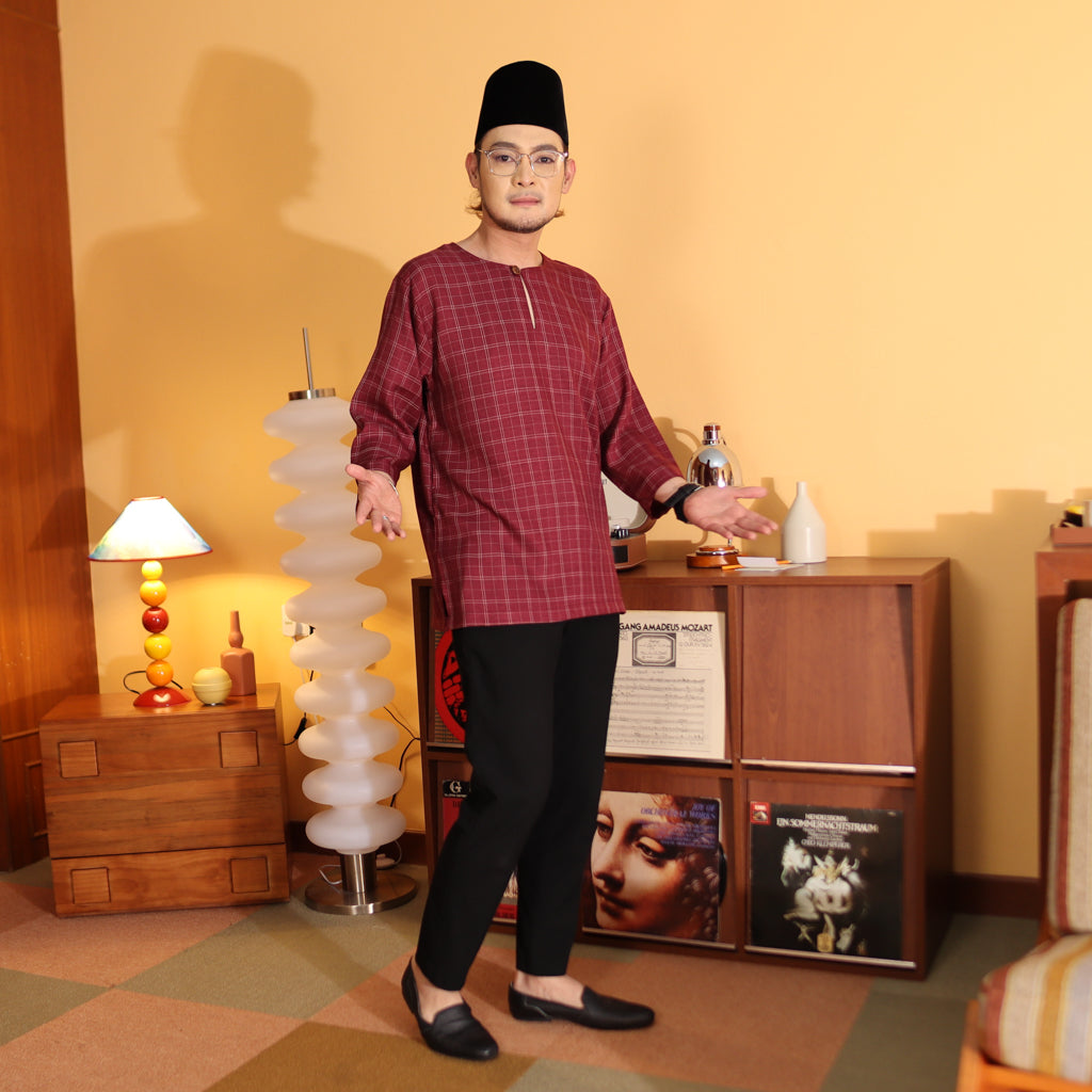 BURGUNDY - KURTA "TULUS" CHECKERED ADULT