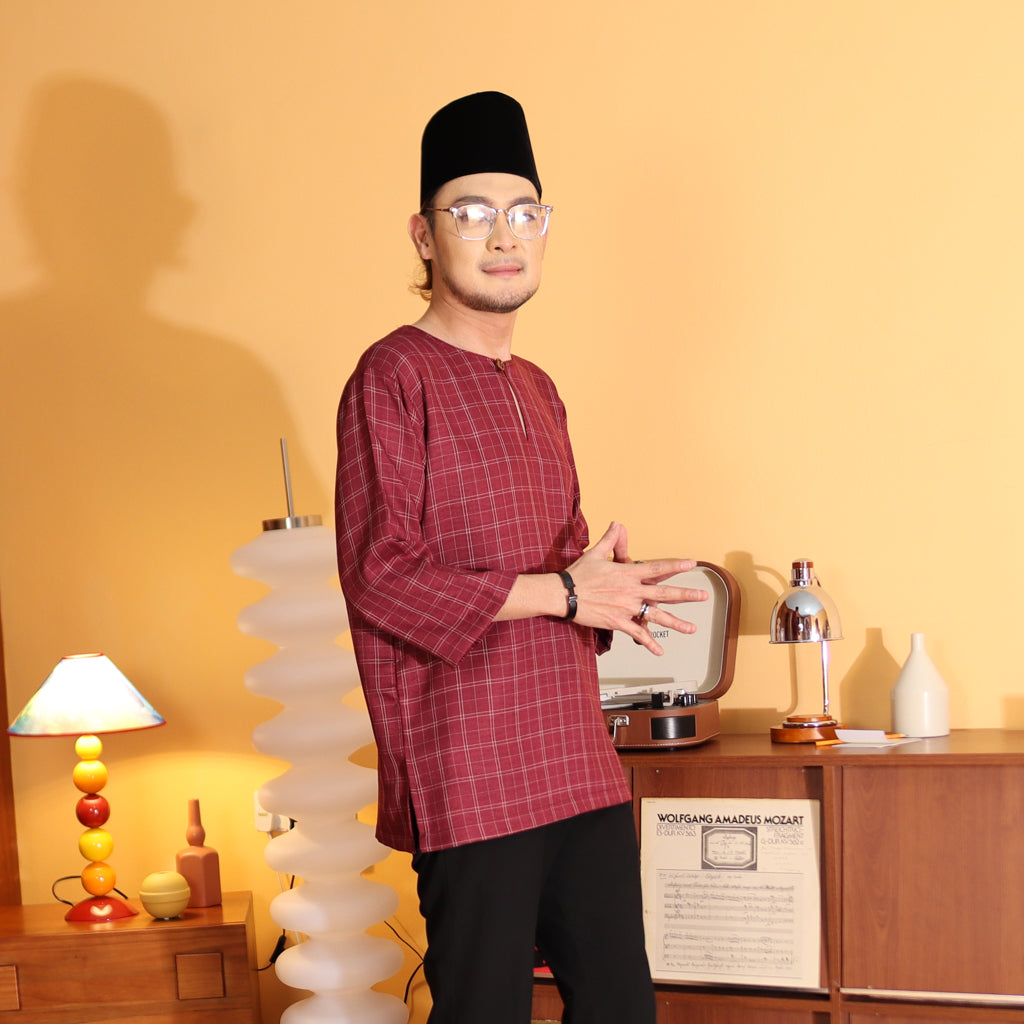 BURGUNDY - KURTA "TULUS" CHECKERED ADULT