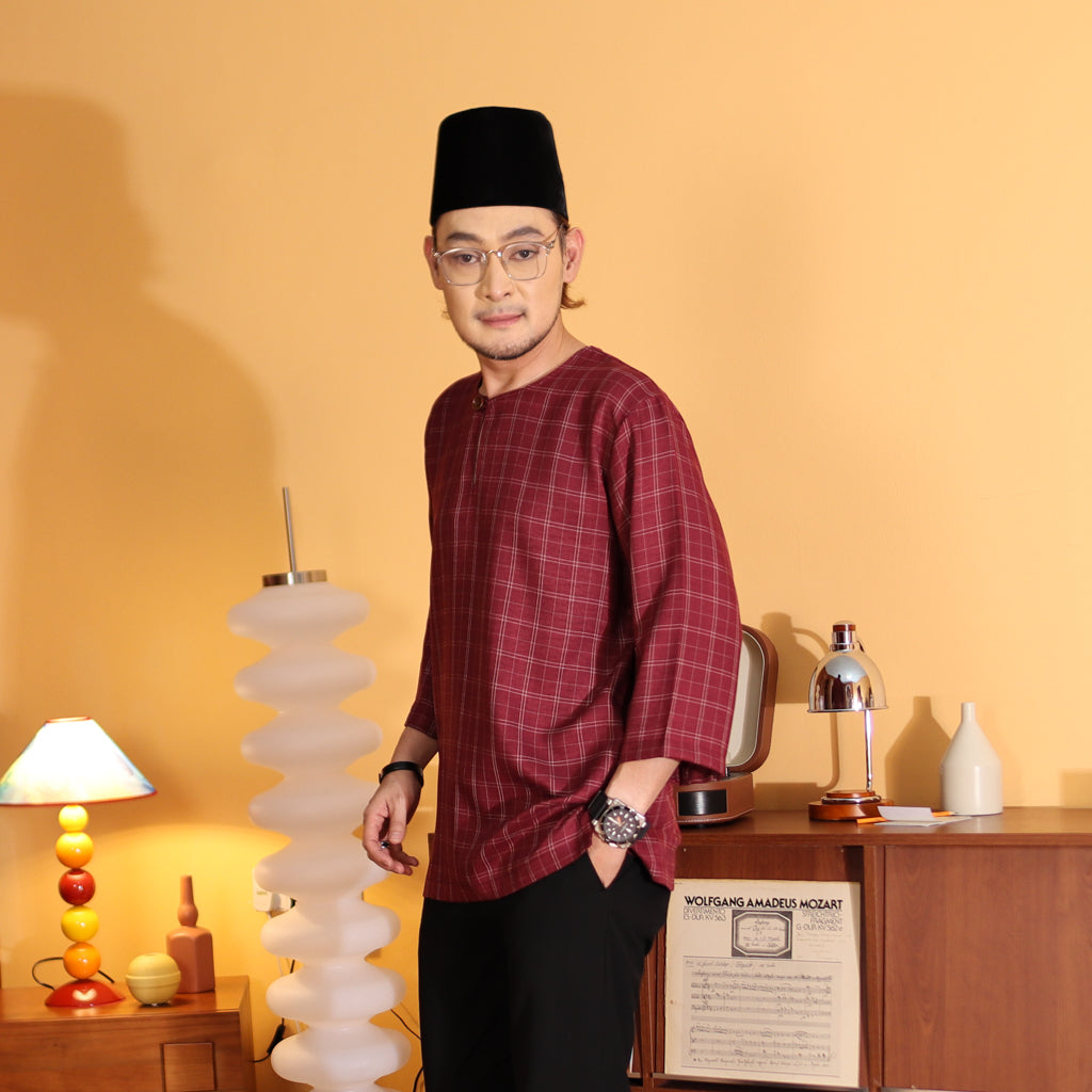 BURGUNDY - KURTA "TULUS" CHECKERED ADULT