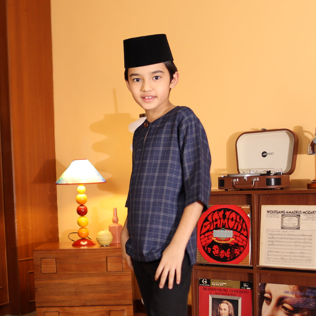 NAVY - KURTA "TULUS" CHECKEREED KID'S