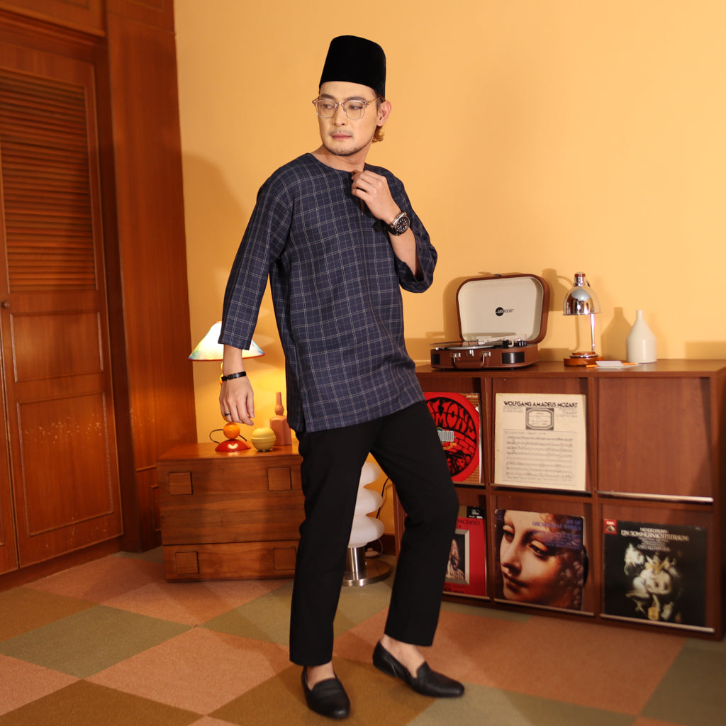 NAVY - KURTA "TULUS" CHECKERED ADULT