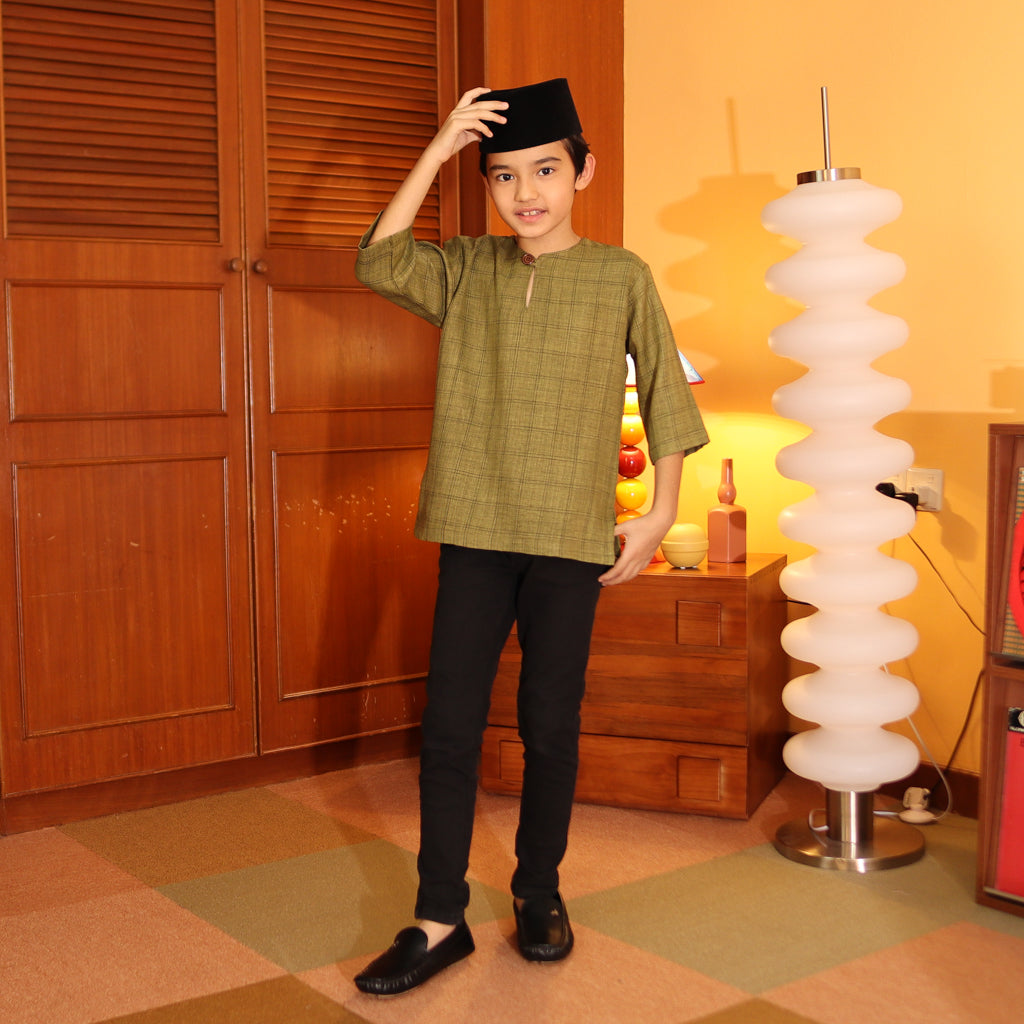 OLIVE - KURTA "TULUS" CHECKEREED KID'S