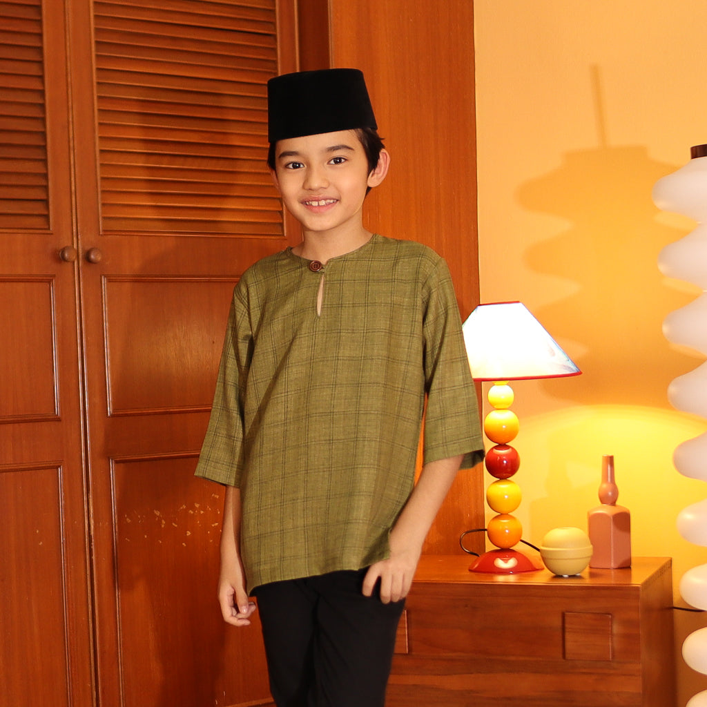 OLIVE - KURTA "TULUS" CHECKEREED KID'S
