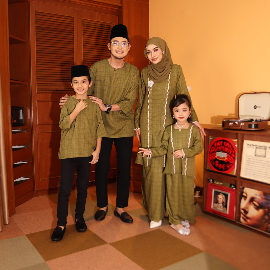 OLIVE - KURTA "TULUS" CHECKEREED KID'S