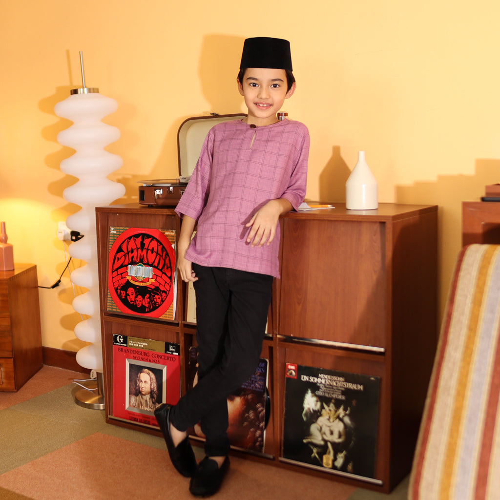 PURPLE - KURTA "TULUS" CHECKEREED KID'S