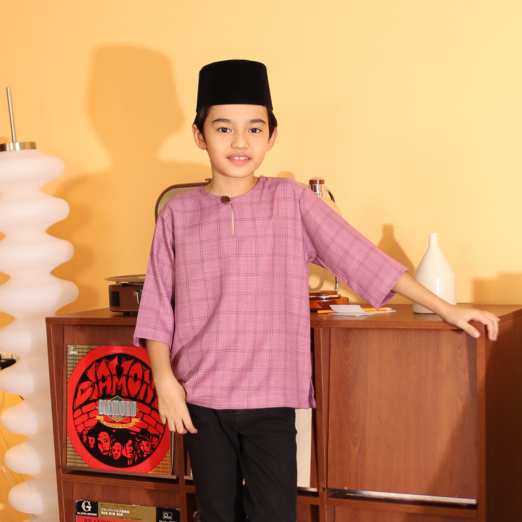 PURPLE - KURTA "TULUS" CHECKEREED KID'S