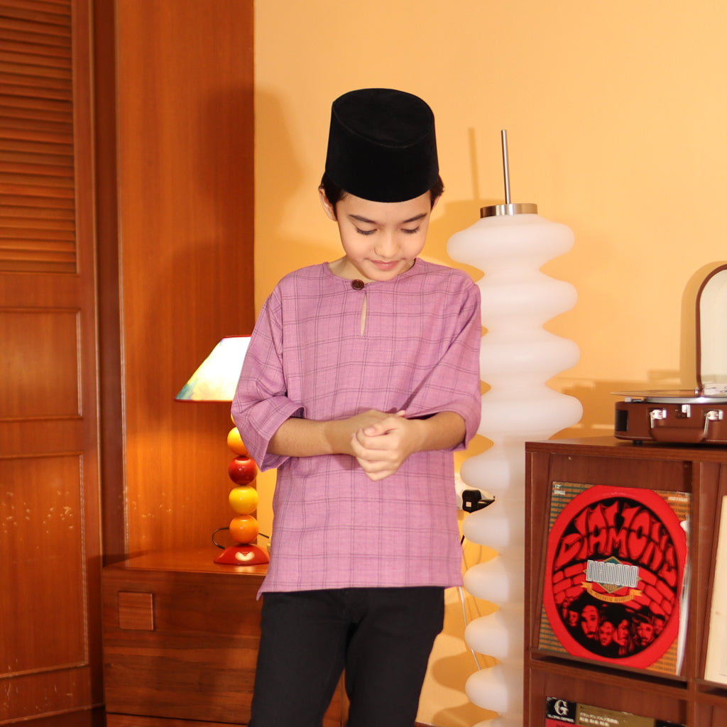 PURPLE - KURTA "TULUS" CHECKEREED KID'S