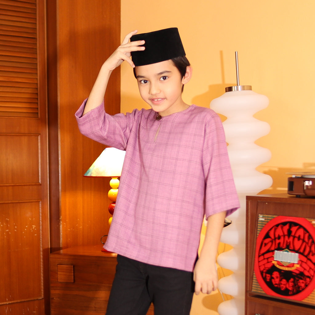 PURPLE - KURTA "TULUS" CHECKEREED KID'S