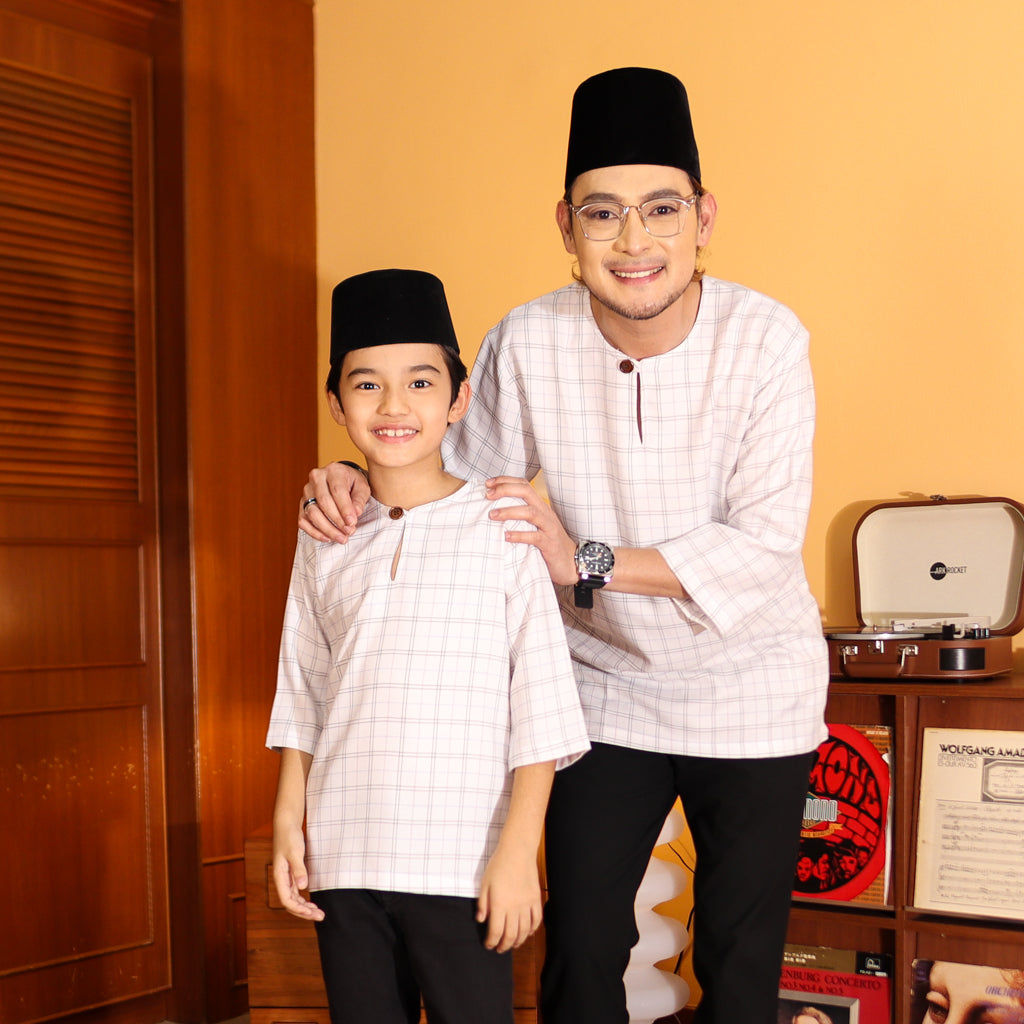WHITE - KURTA "TULUS" CHECKEREED KID'S