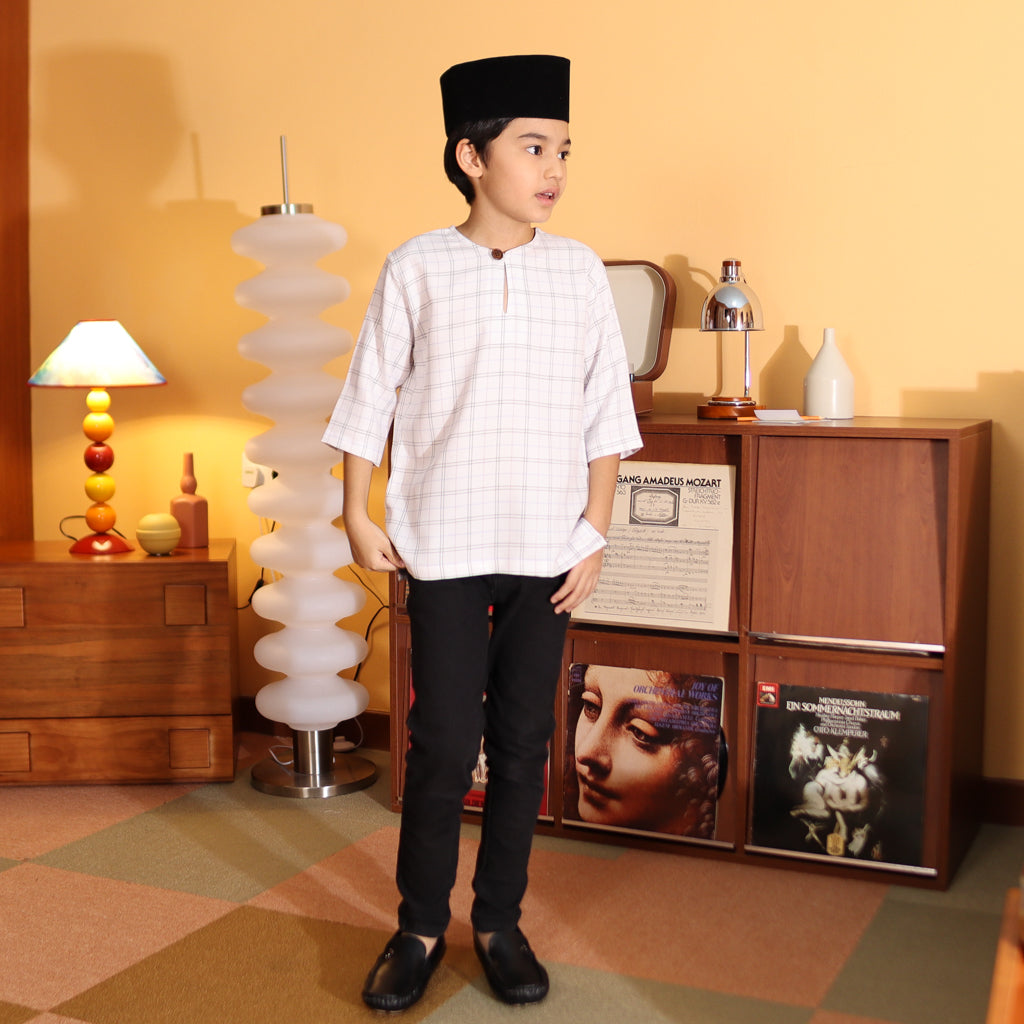 WHITE - KURTA "TULUS" CHECKEREED KID'S