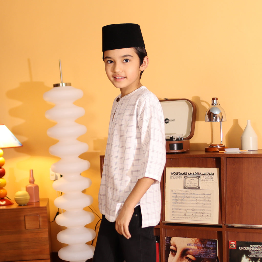 WHITE - KURTA "TULUS" CHECKEREED KID'S